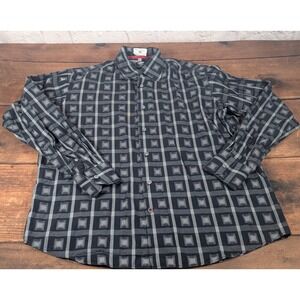 Visconti‎ Black Shirt Men's Large Black 2 Ply Mercerized Cotton